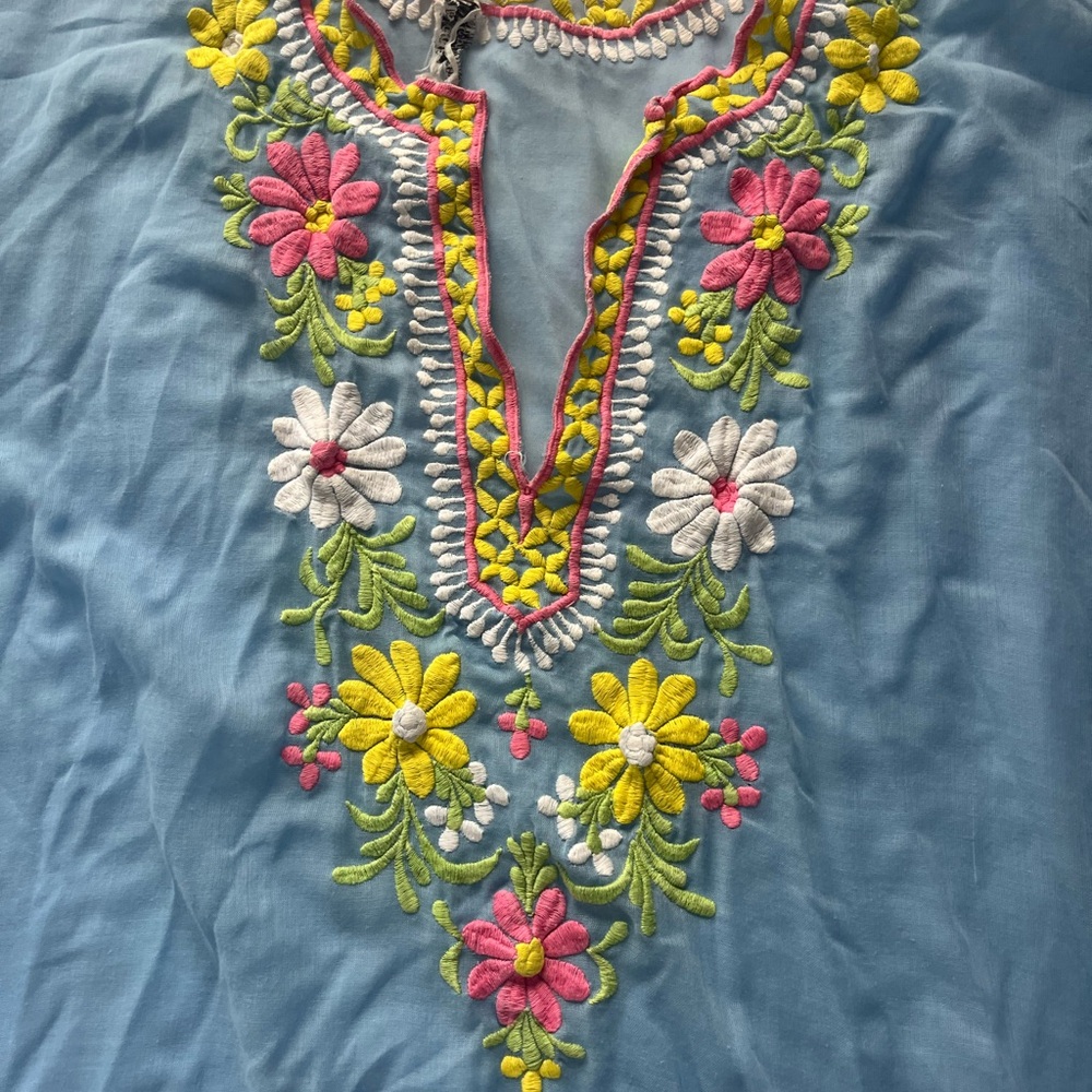 Embroidered Floral Blue Top